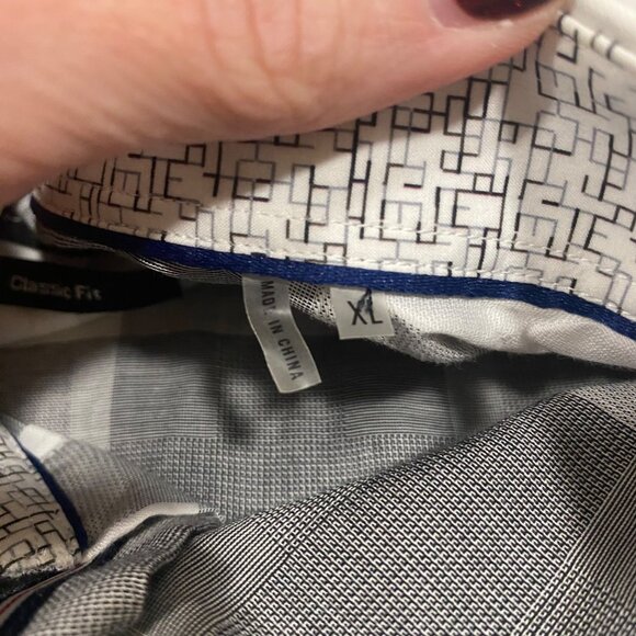 Bugatchi Gray Plaid Long Sleeve Button Up Shirt Men's Size XL - Picture 8 of 10